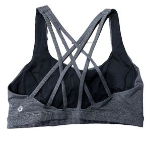 Grey (black lined) Lululemon sports bra. Size 8.